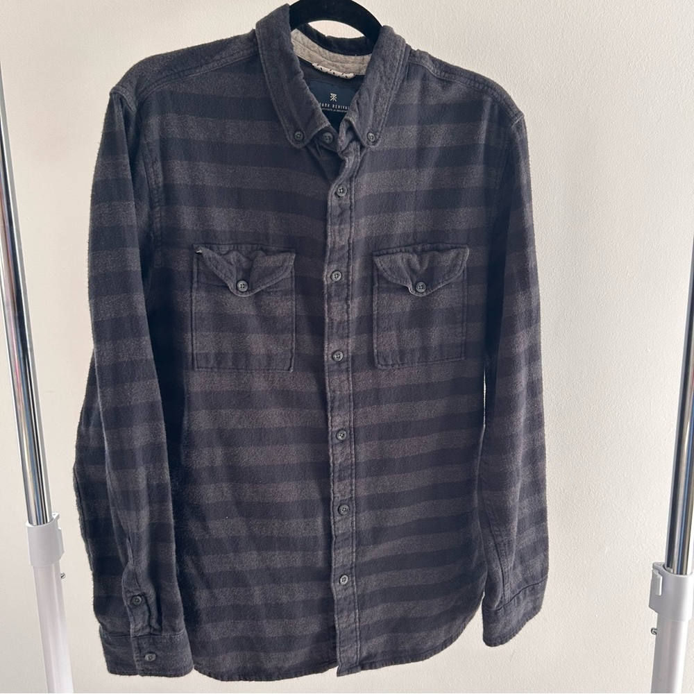Men's Roark Revival REI Black Striped Casual Button-Down Shirt 100% Cotton